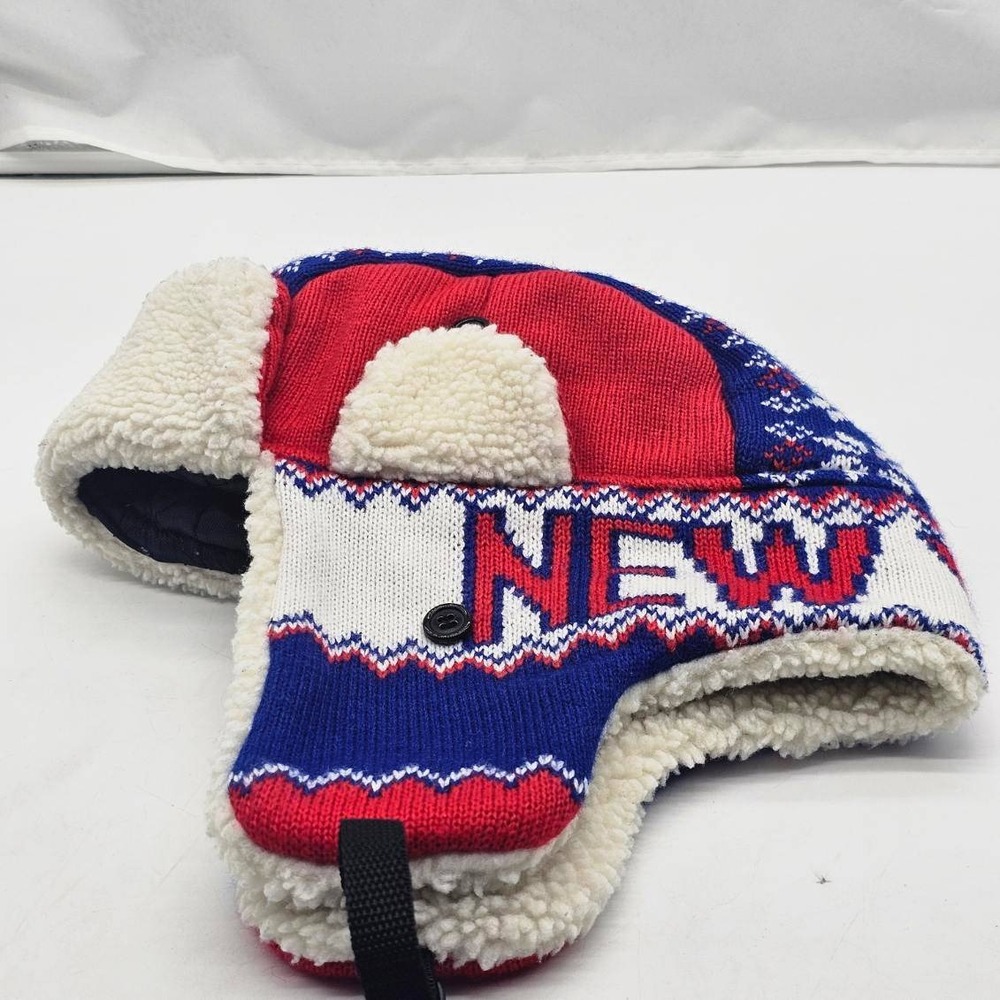 Trapper Hat Men One Size Red White Blue  New York City NYC Fall Winter